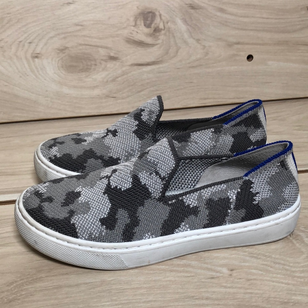 Rothy's Boys Gray and Black Camouflage Slip On Sneakers